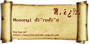 Mosonyi Árpád névjegykártya