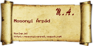 Mosonyi Árpád névjegykártya